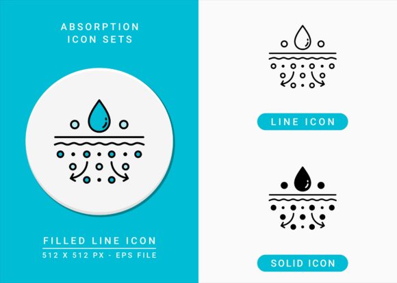 Absorption Icons Set for Modern Graphic Design