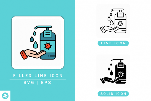 Antibacterial Icons Set for Handmade Graphics