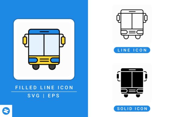 Bus Icons Set for Local Business Branding