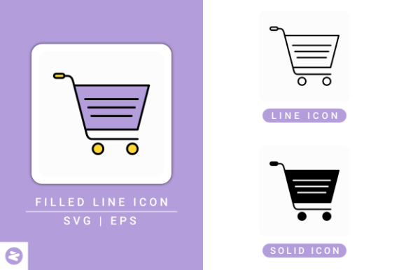 Cart Icons Set for Local Business Branding and Packaging