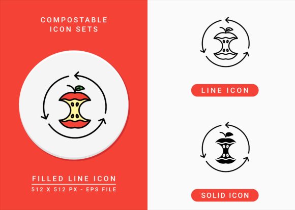 Compostable Icons Set for Modern Graphic Design