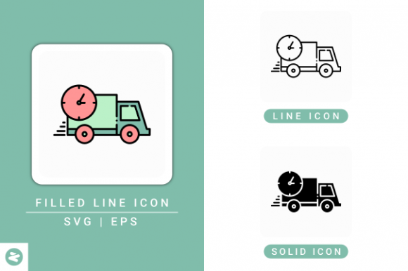 Express Van Icons Set for Modern Web and Editorial Design