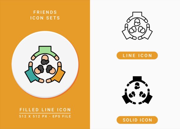 Friends Icons Set for Graphics and Icons