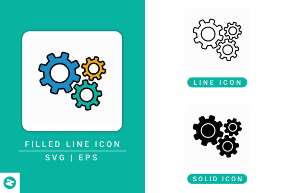 Gear Icons Set for Handmade Creations