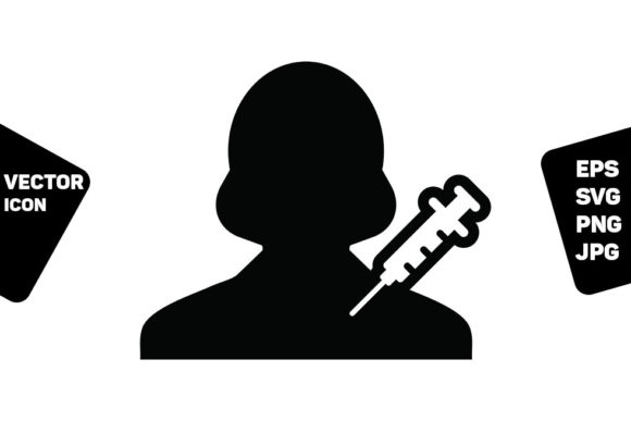 Health Icon Vector with Vaccine Syringe - A Versatile Graphic Design Asset