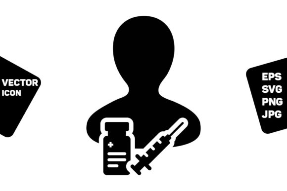 Human Icon Vector with Vaccine Syringe Graphics for Crafting