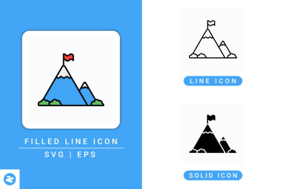 Mountain Icons Set for Graphic Design Projects