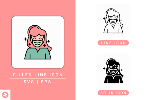 Mouth Protect Icons Set for Web and Editorial Design