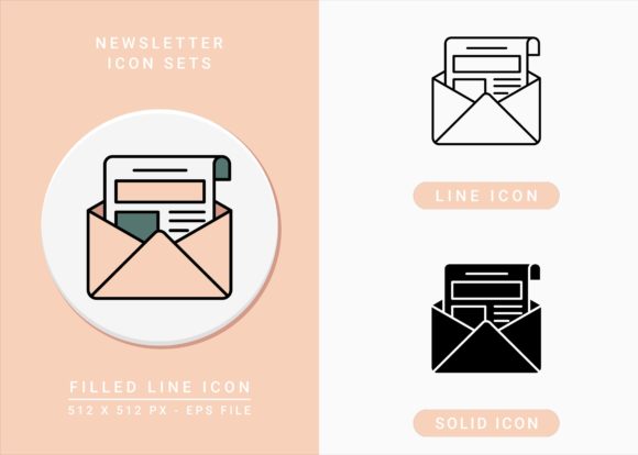 Newsletter Icons Set: Modern Graphics for Branding and Marketing