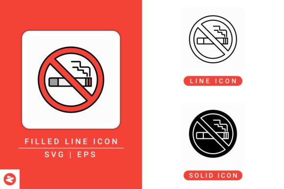 No Smoking Icons Set for Crafting and Design