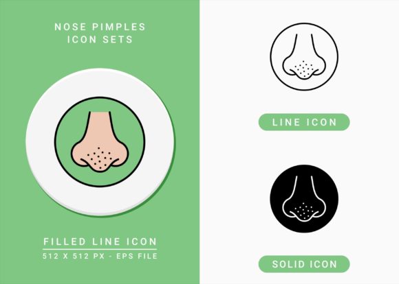 Nose Pimples Icons Set for Graphic Design