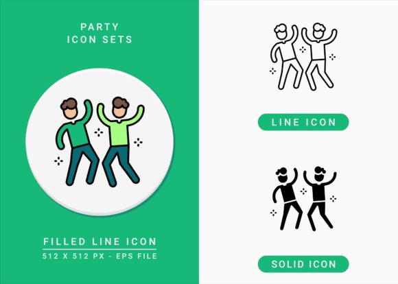 Party Icons Set for Local Business Graphics