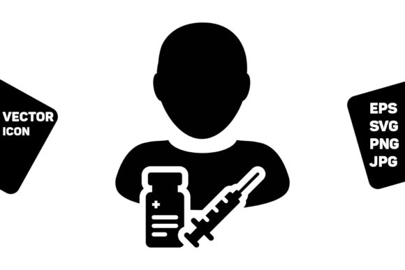 Profile Icon Vector with Vaccine Syringe for Branding and Design