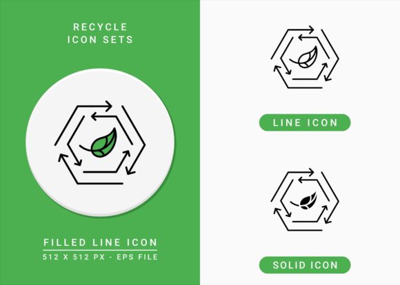 Recycle Icons Set for Embroidery Projects